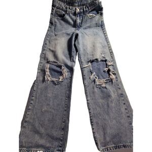 Romwe Mens Ripped Jeans 30x30 Distressed Straight Leg‎